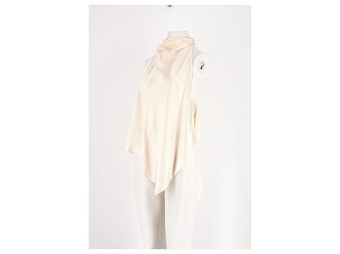Autre Marque Top sin mangas de seda blanco ATTIRE THE STUDIO Cuello alto - vista 4