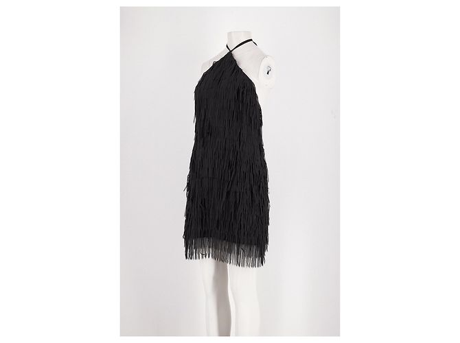 Autre Marque Mini abito nero BAOBAB con frange e tulle - vista 4