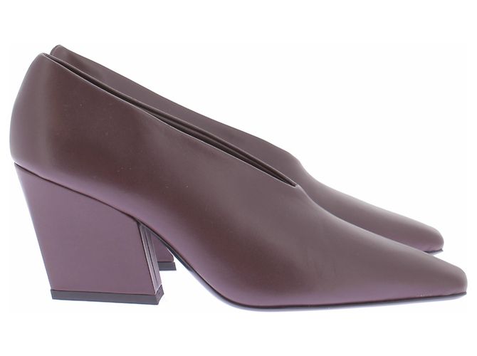 Autre Marque Décolleté in pelle marrone - vista 3