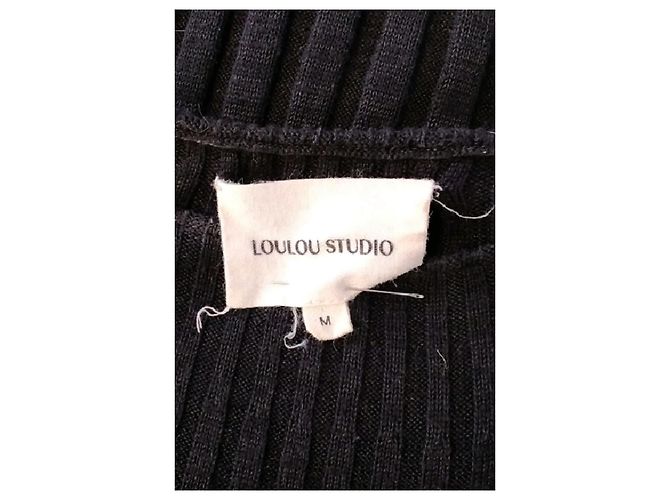 Loulou de Saison Schwarzes Baumwollkleid Lang - Ansicht 7