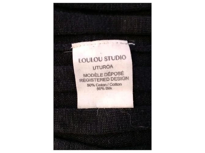 Loulou de Saison Schwarzes Baumwollkleid Lang - Ansicht 8