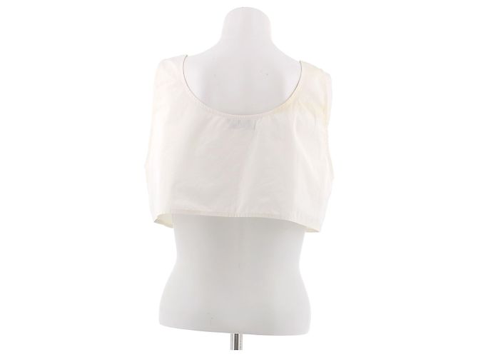 Miu Miu Crop top bianco in cotone - vista 2