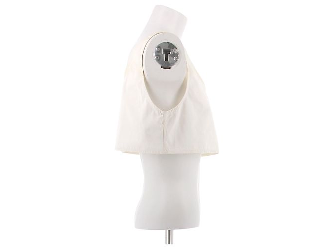 Miu Miu Crop top bianco in cotone - vista 3