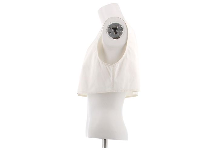 Miu Miu Crop top bianco in cotone - vista 4