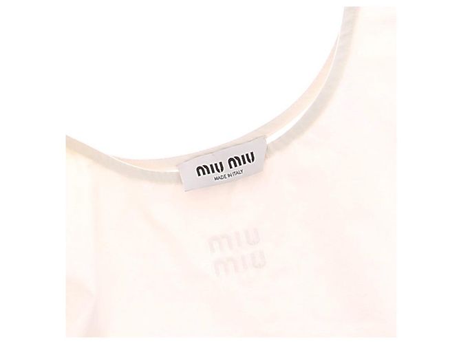 Miu Miu Crop top bianco in cotone - vista 7