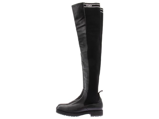 Fendi Black Leather Knee High Boots - view 2