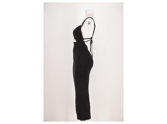 Jacquemus Midikleid aus schwarzem Leinen - Ansicht 3