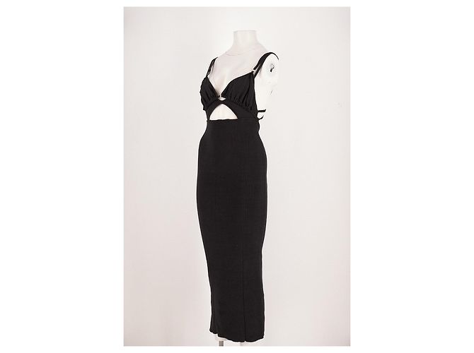 Jacquemus Midikleid aus schwarzem Leinen - Ansicht 4
