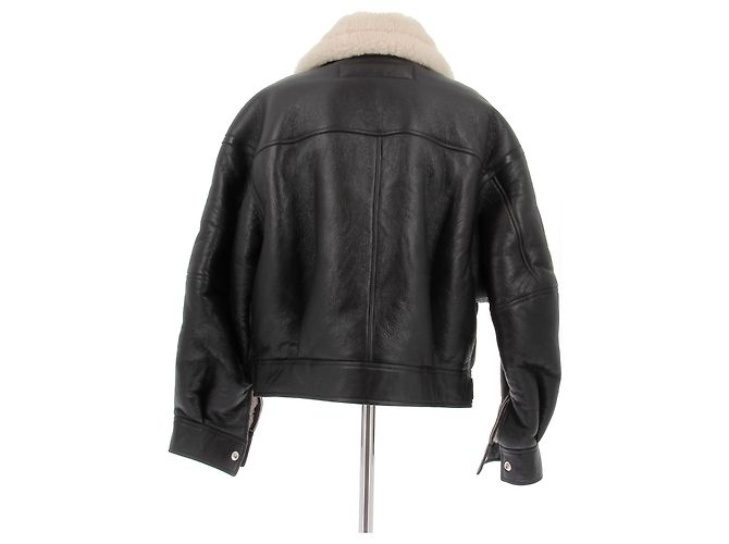Acne Leder- und Shearling-Mantel - Ansicht 2