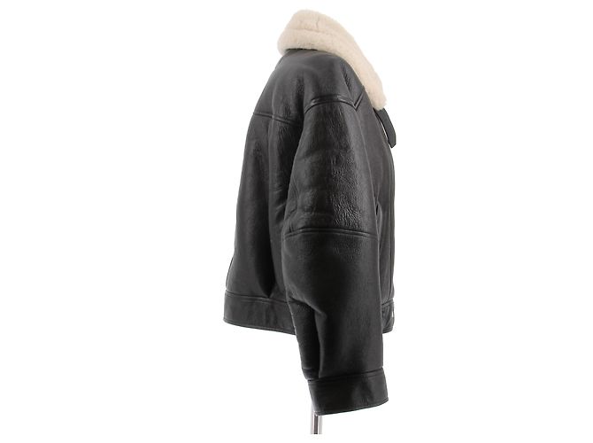 Acne Leder- und Shearling-Mantel - Ansicht 3