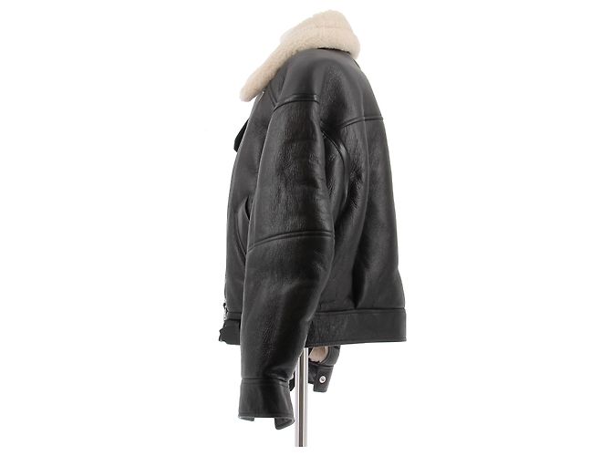 Acne Leder- und Shearling-Mantel - Ansicht 4