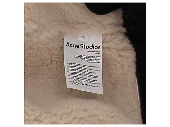 Acne Leder- und Shearling-Mantel - Ansicht 6