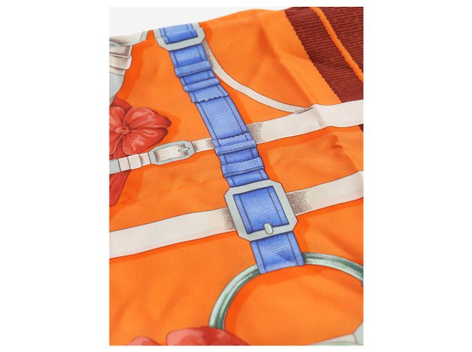Hermès Grande foulard di seta stampato arancione - vista 2