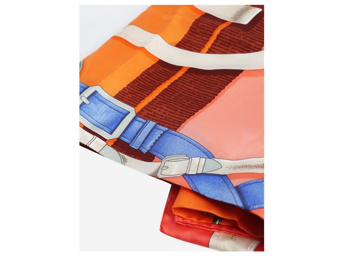 Hermès Grande foulard di seta stampato arancione - vista 3