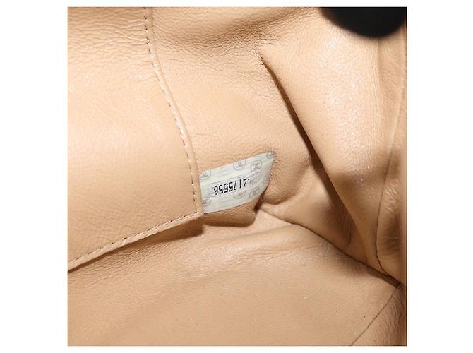 CHANEL Matelasse Chain Shoulder Bag Lamb Skin Beige Black CC - vista 23