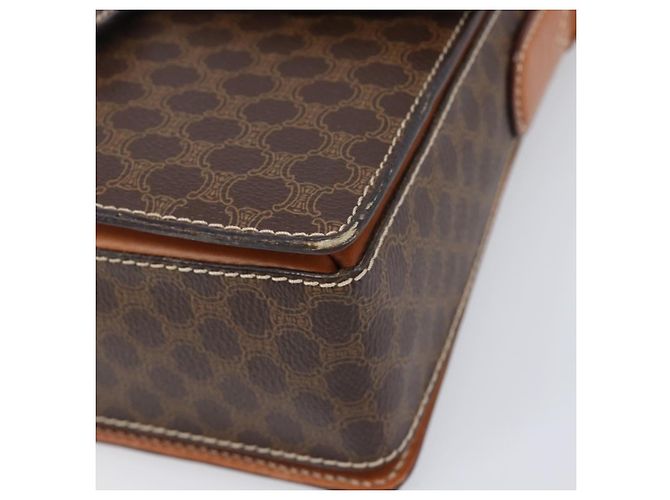 Céline CELINE Macadam Canvas Shoulder Bag PVC Leather Brown Gold - vista 11