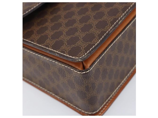 Céline CELINE Macadam Canvas Shoulder Bag PVC Leather Brown Gold - vista 12