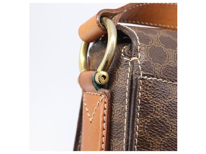 Céline CELINE Macadam Canvas Shoulder Bag PVC Leather Brown Gold - vista 16