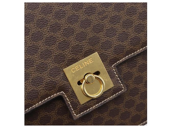 Céline CELINE Macadam Canvas Shoulder Bag PVC Leather Brown Gold - vista 17