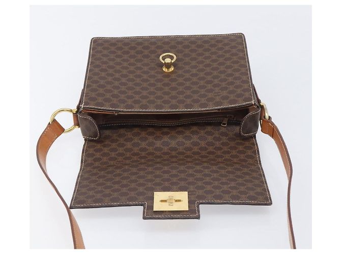 Céline CELINE Macadam Canvas Shoulder Bag PVC Leather Brown Gold - vista 18