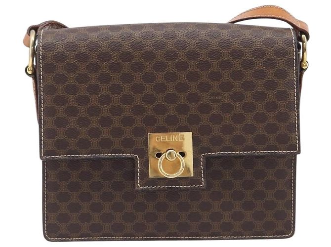 Céline CELINE Macadam Canvas Shoulder Bag PVC Leather Brown Gold - vista 2