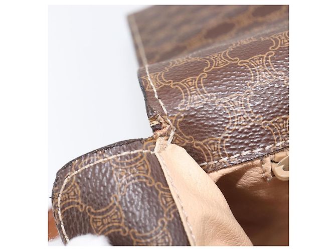 Céline CELINE Macadam Canvas Shoulder Bag PVC Leather Brown Gold - vista 21
