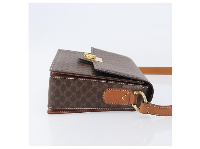 Céline CELINE Macadam Canvas Shoulder Bag PVC Leather Brown Gold - vista 4