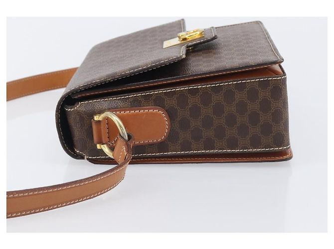 Céline CELINE Macadam Canvas Shoulder Bag PVC Leather Brown Gold - vista 5