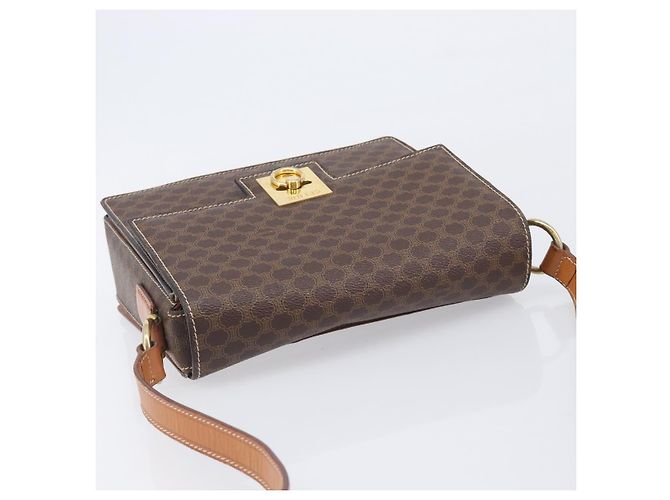 Céline CELINE Macadam Canvas Shoulder Bag PVC Leather Brown Gold - vista 6