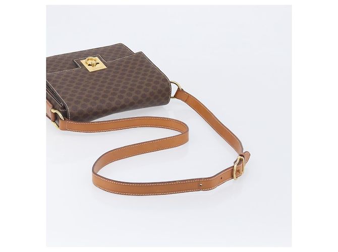 Céline CELINE Macadam Canvas Shoulder Bag PVC Leather Brown Gold - vista 7
