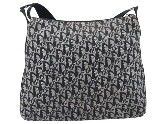 Christian Dior Trotter Canvas Oblique Shoulder Bag Navy Silver - vista 3