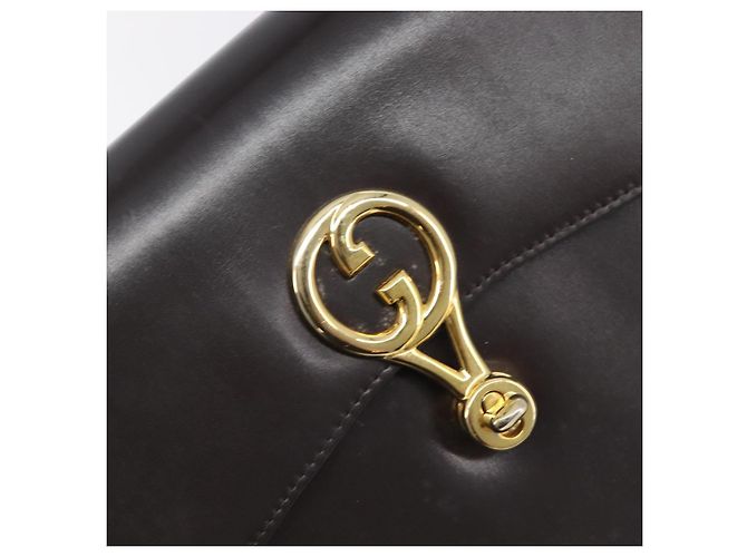 GUCCI Shoulder Bag Leather Brown Gold - vista 15