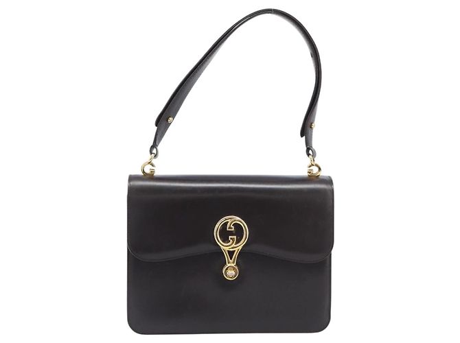 GUCCI Shoulder Bag Leather Brown Gold - vista 2