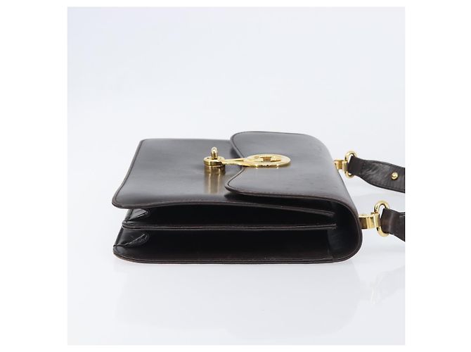GUCCI Shoulder Bag Leather Brown Gold - vista 4
