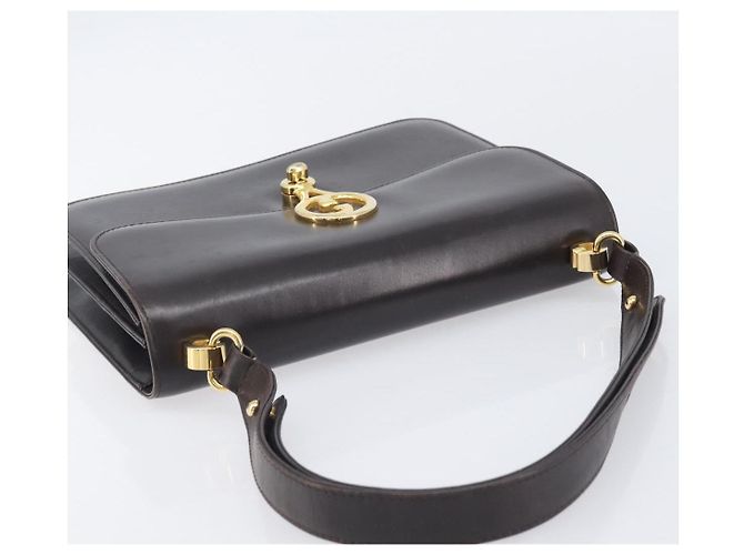 GUCCI Shoulder Bag Leather Brown Gold - vista 6