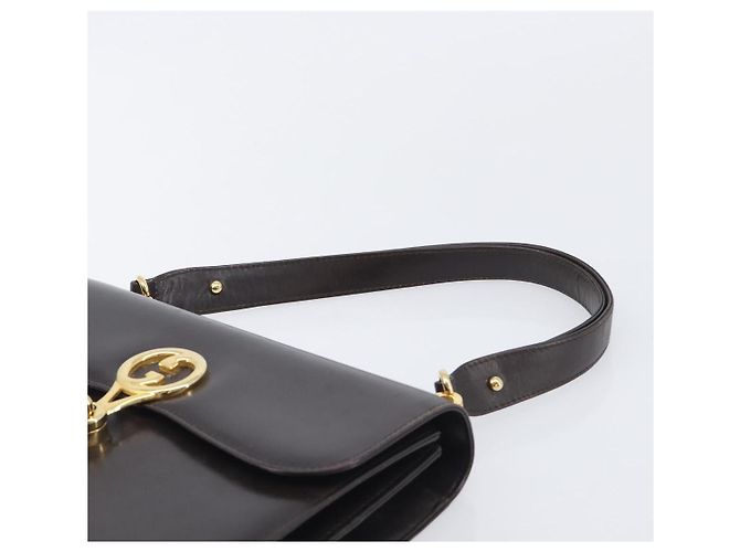 GUCCI Shoulder Bag Leather Brown Gold - vista 8