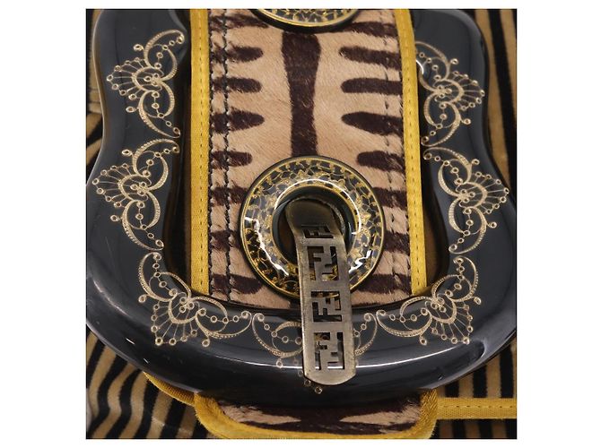 FENDI Chain Shoulder Bag Velvet Beige - vista 17