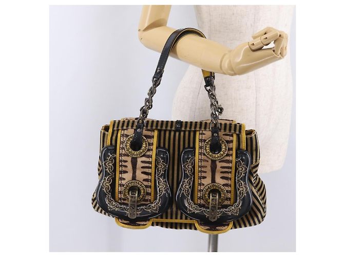 FENDI Chain Shoulder Bag Velvet Beige - vista 27