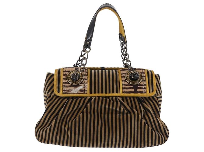 FENDI Chain Shoulder Bag Velvet Beige - vista 3