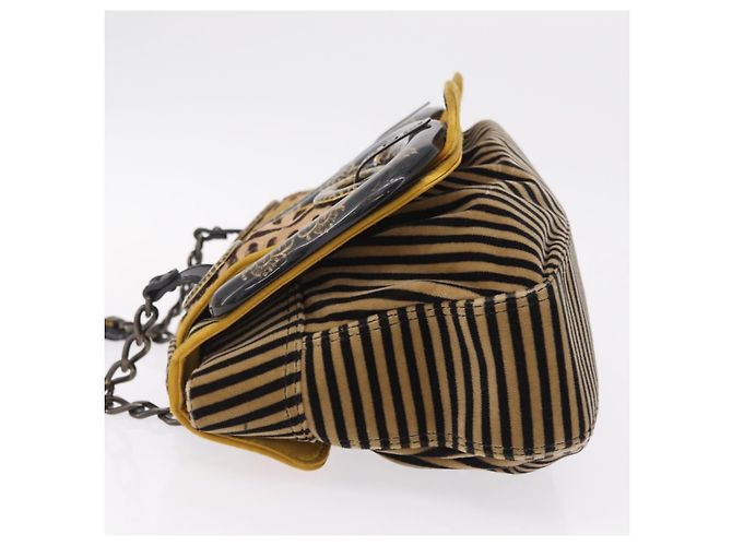 FENDI Chain Shoulder Bag Velvet Beige - vista 6