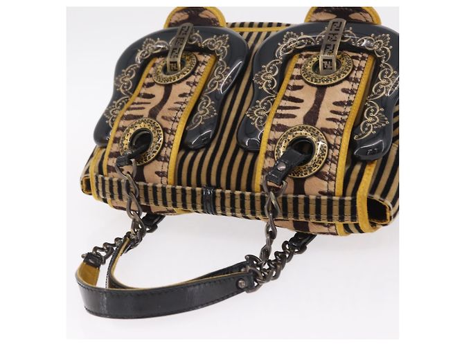 FENDI Chain Shoulder Bag Velvet Beige - vista 7