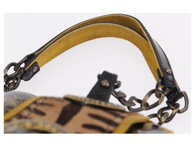 FENDI Chain Shoulder Bag Velvet Beige - vista 9