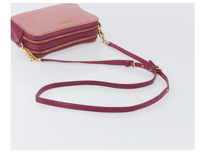 Miu Miu Shoulder Bag Leather Pink Gold - vista 7