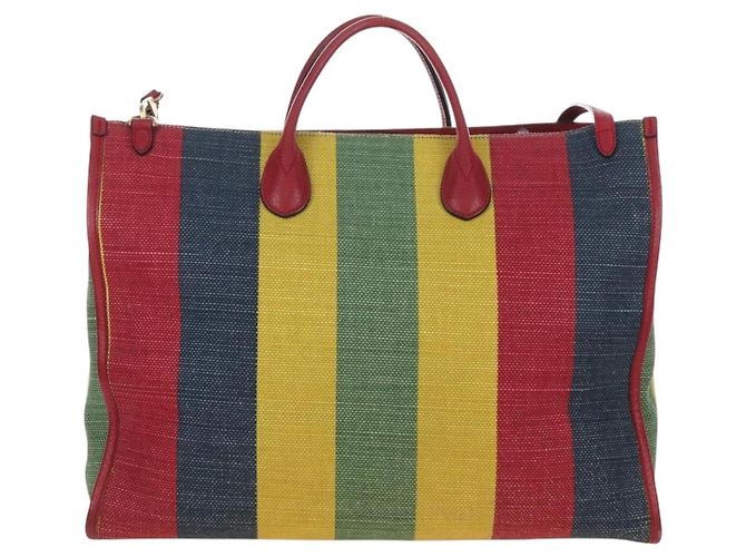 GUCCI Baiadera Hand Bag Canvas 2way Multicolor Gold Tone 630358 - vista 2