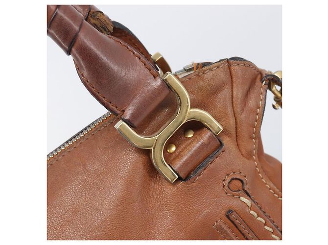 Chloé Chloe Marcie Hand Bag Leather 2way Brown Gold - vista 19