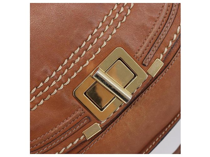 Chloé Chloe Marcie Hand Bag Leather 2way Brown Gold - vista 20