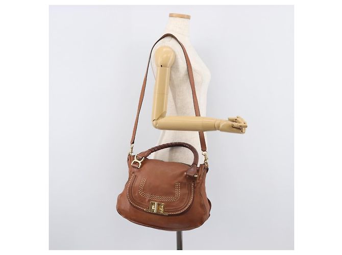 Chloé Chloe Marcie Hand Bag Leather 2way Brown Gold - vista 31