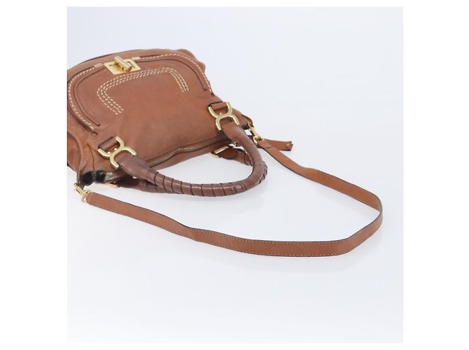 Chloé Chloe Marcie Hand Bag Leather 2way Brown Gold - vista 9