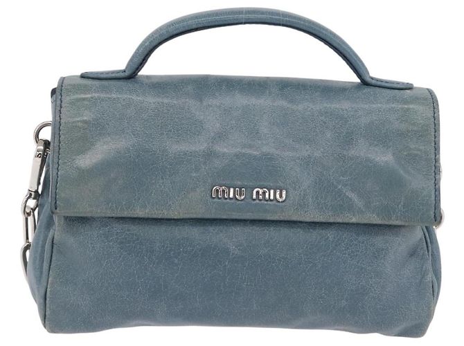 Miu Miu Matelasse Chain Shoulder Bag Vitellolux Blue Silver - vista 13