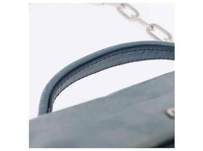 Miu Miu Matelasse Chain Shoulder Bag Vitellolux Blue Silver - vista 14